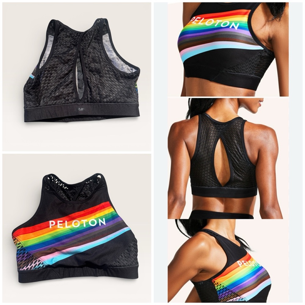 Peloton Pride Black Rainbow Sports Bra, Medium